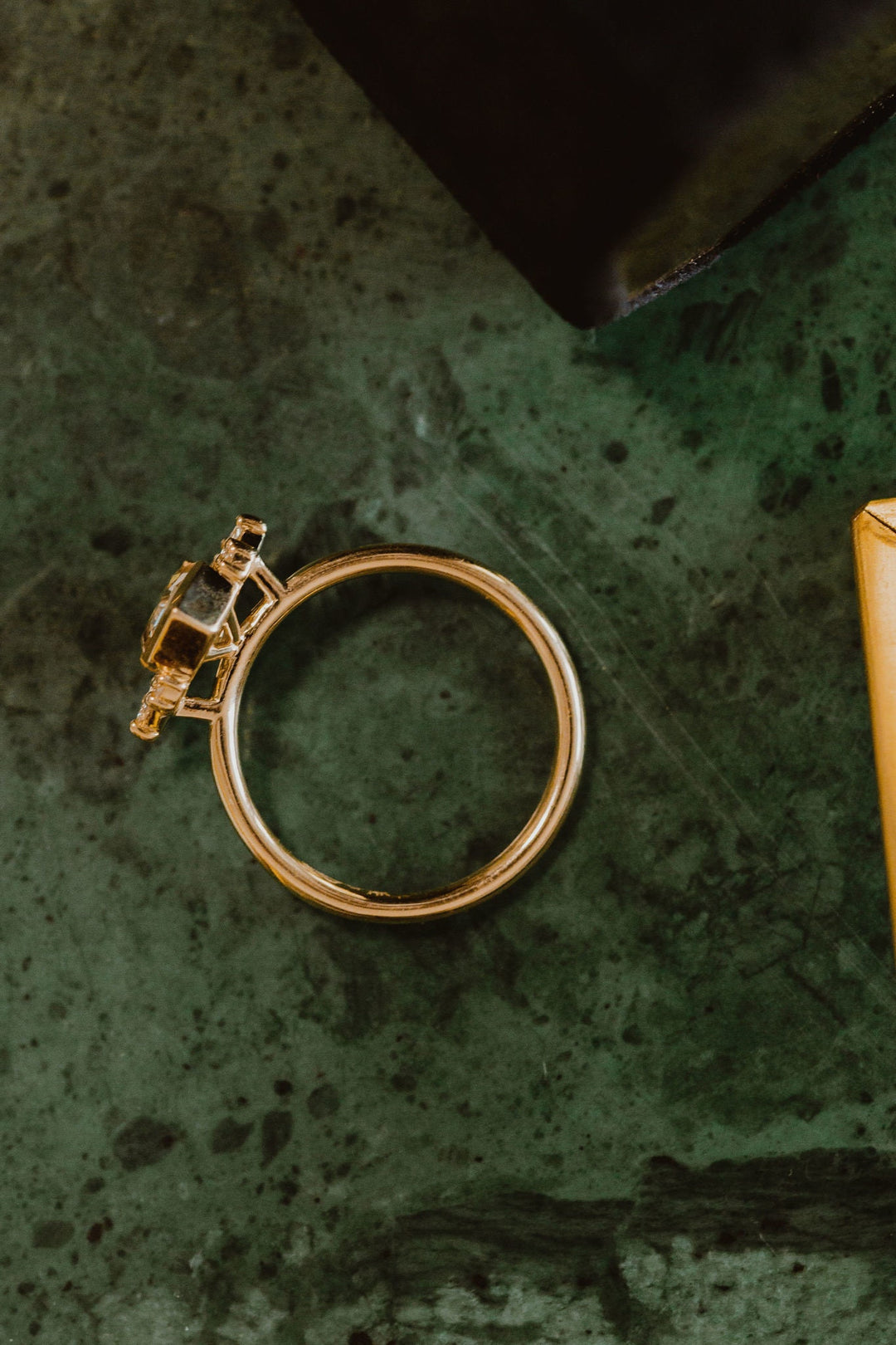 2.0CT Bezel Set Champagne Hexagon Lab Grown Cluster Engagement Ring