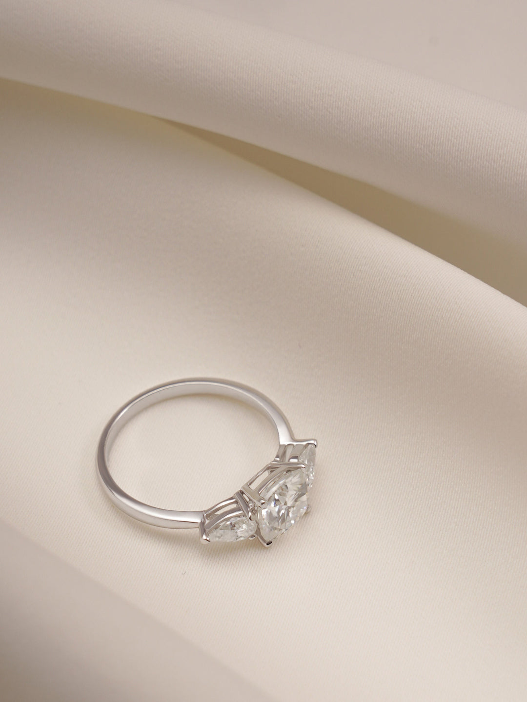 1.0ct-2.0ct Cushion Cut Lab Grown Diamond Three Stone Engagement Ring