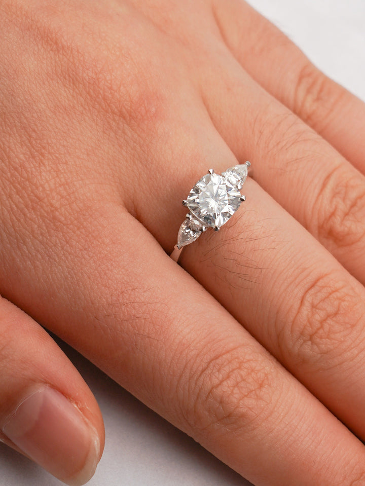 1.0ct-2.0ct Cushion Cut Lab Grown Diamond Three Stone Engagement Ring