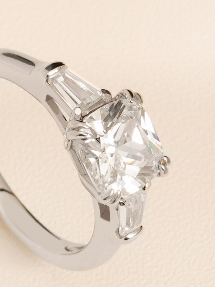 1.0ct-2.0ct Cushion Cut Lab Grown Diamond Three Stone Engagement Ring