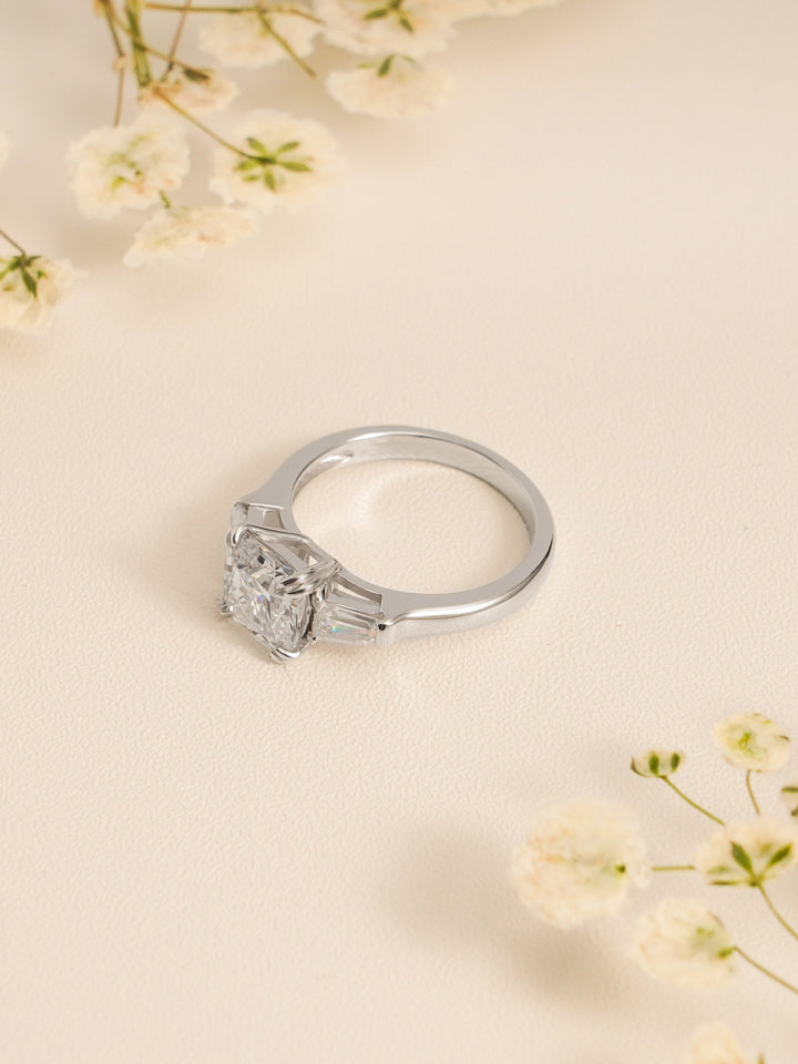 1.0ct-2.0ct Cushion Cut Lab Grown Diamond Three Stone Engagement Ring
