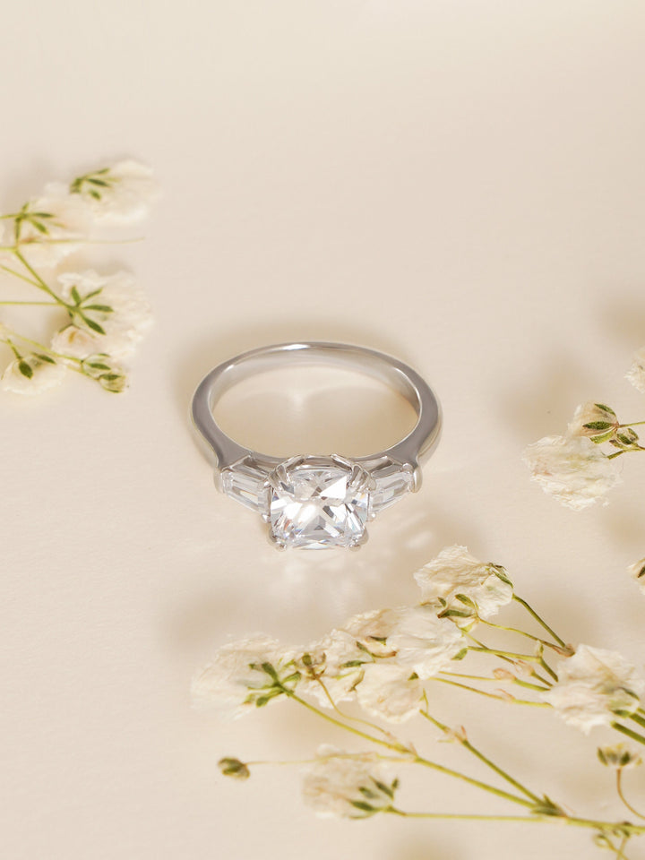 1.0ct-2.0ct Cushion Cut Lab Grown Diamond Three Stone Engagement Ring