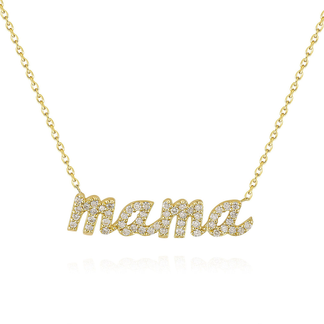 Diamond CVD MAMA Necklace in 14K Yellow Gold