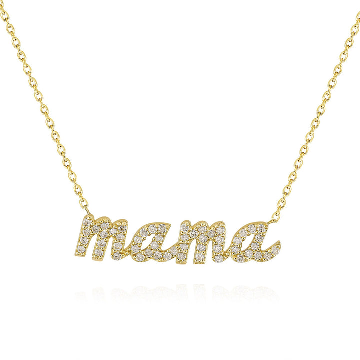 Diamond CVD MAMA Necklace in 14K Yellow Gold