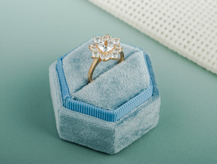 1.0ct-2.0ct Cushion Cut Lab Grown Diamond Unique Cluster Engagement Ring