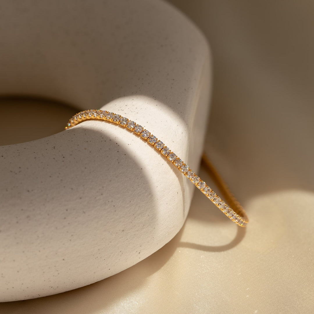 Round Cut CVD Diamond Tennis Bracelet in Solid Gold