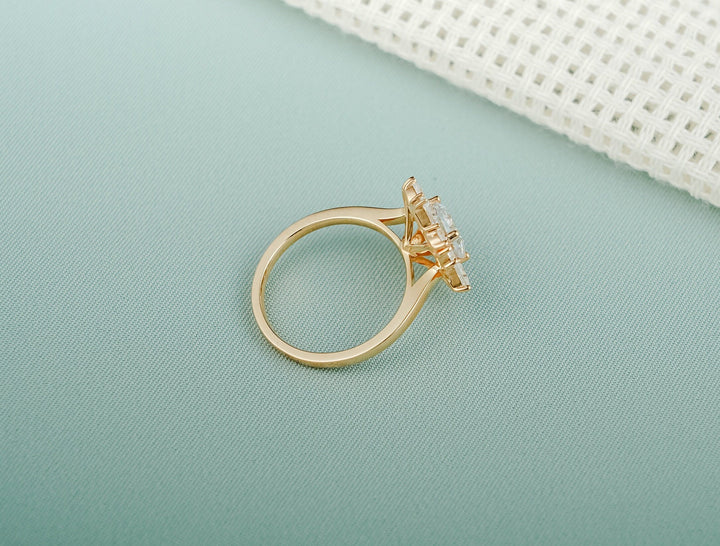1.0ct-2.0ct Cushion Cut Lab Grown Diamond Unique Cluster Engagement Ring