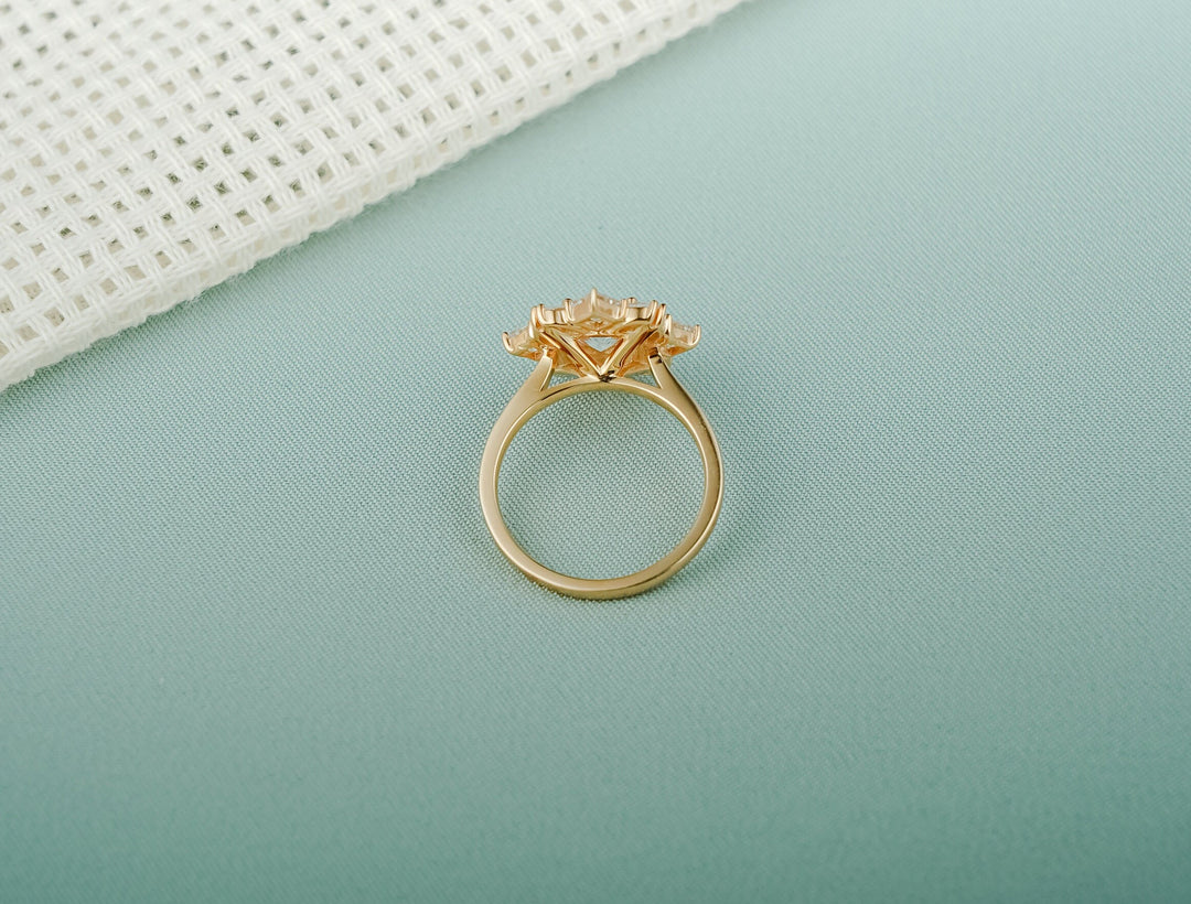 1.0ct-2.0ct Cushion Cut Lab Grown Diamond Unique Cluster Engagement Ring