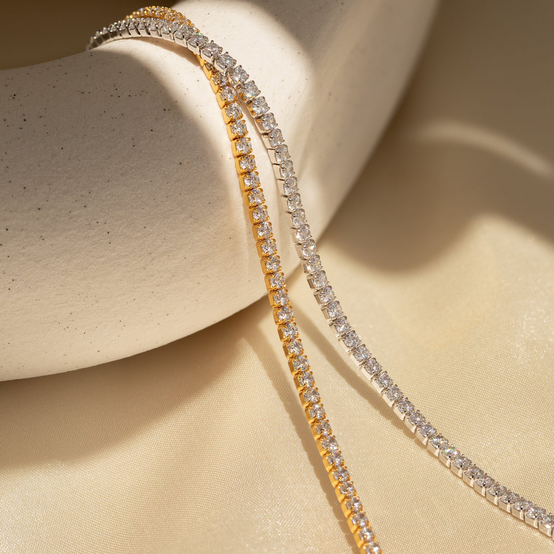 Round Cut CVD Diamond Tennis Bracelet in Solid Gold