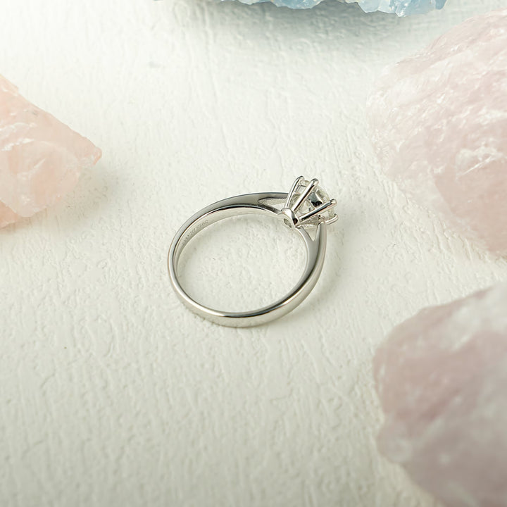 1.0ct-2.0ct Round Cut Lab Grown Solitaire Diamond Engagement Ring