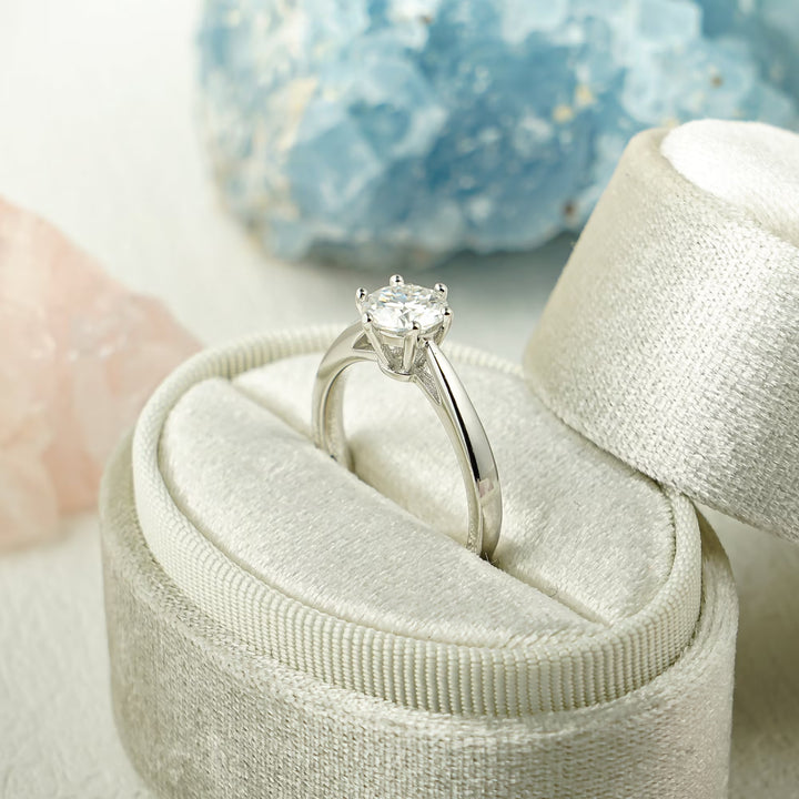 1.0ct-2.0ct Round Cut Lab Grown Solitaire Diamond Engagement Ring