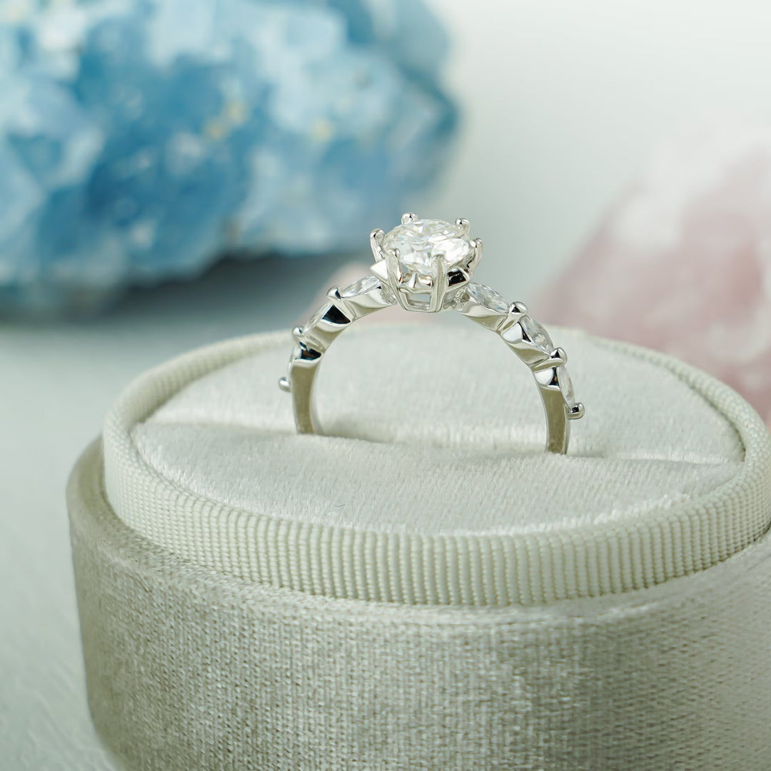 1.50ct-2.50ct Round Cut Lab Grown Diamond Pave Engagement Ring