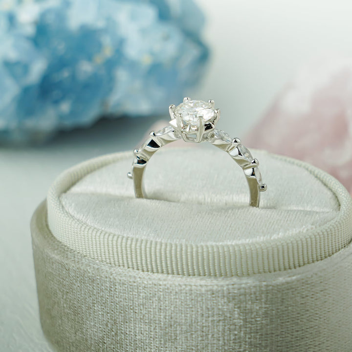 1.50ct-2.50ct Round Cut Lab Grown Diamond Pave Engagement Ring