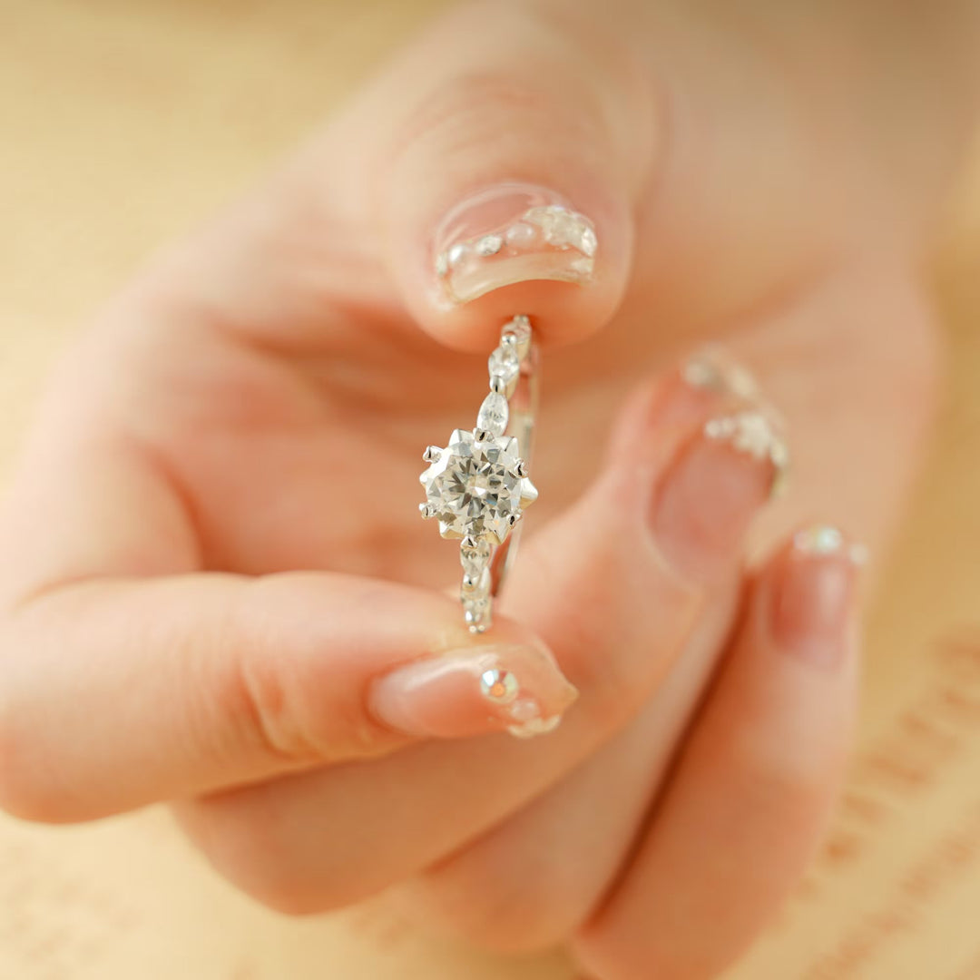 1.50ct-2.50ct Round Cut Lab Grown Diamond Pave Engagement Ring