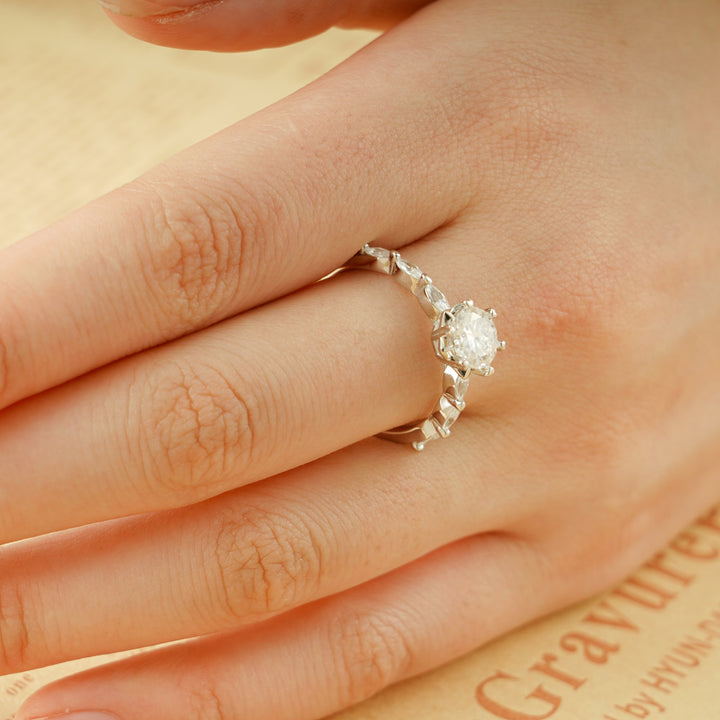 1.50ct-2.50ct Round Cut Lab Grown Diamond Pave Engagement Ring