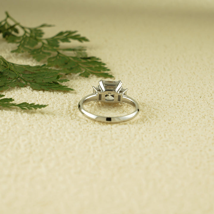 1.50ct-2.50ct Asscher Cut Lab Grown Diamond Three Stone Engagement Ring