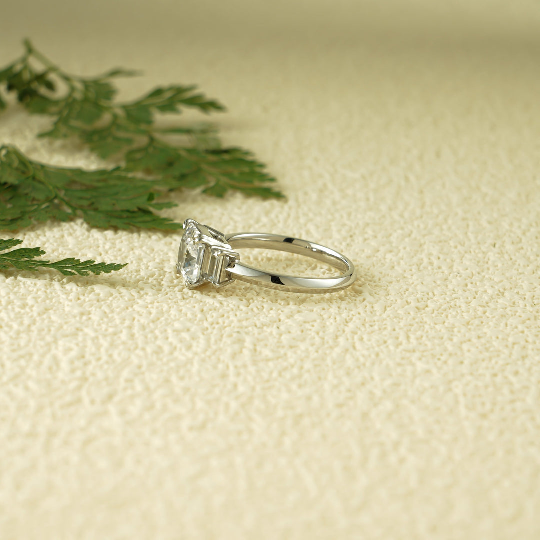 1.50ct-2.50ct Asscher Cut Lab Grown Diamond Three Stone Engagement Ring