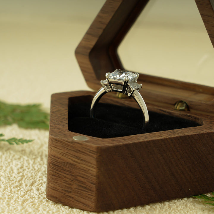 1.50ct-2.50ct Asscher Cut Lab Grown Diamond Three Stone Engagement Ring