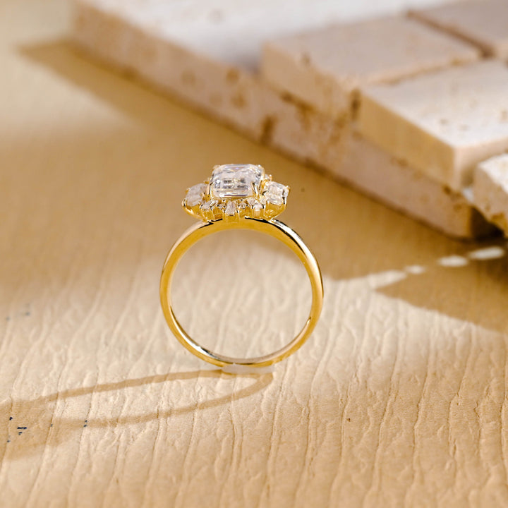 2.50ct-3.50ct Emerald Cut Lab Grown Diamond Cluster Engagement Ring