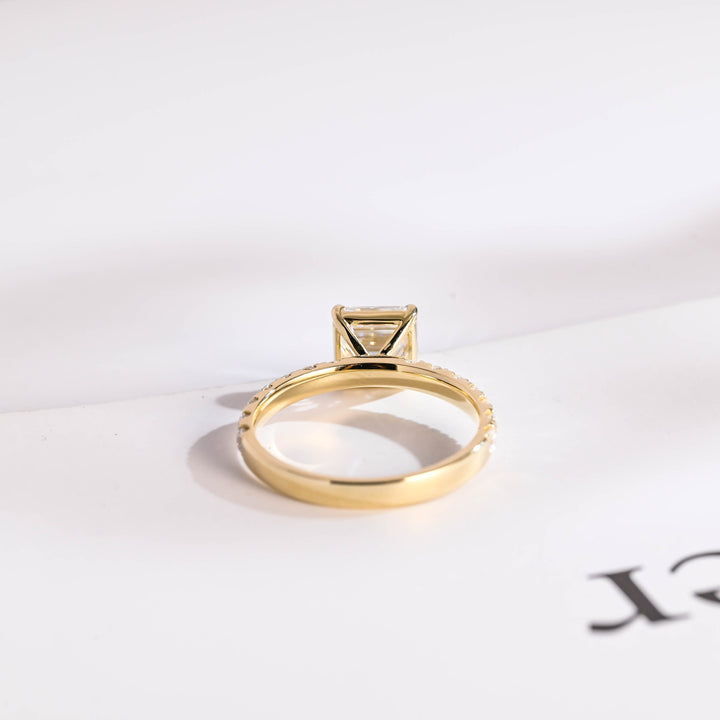 1.0ct-2.0ct Asscher Cut Lab Grown Diamond Pave Engagement Ring