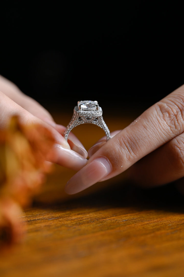 1.50ct-2.50ct Cushion Cut Lab Grown Diamond Split Shank Engagement Ring