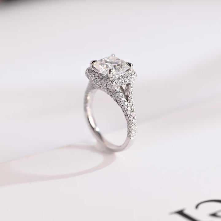 1.50ct-2.50ct Cushion Cut Lab Grown Diamond Split Shank Engagement Ring