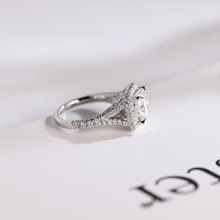 1.50ct-2.50ct Cushion Cut Lab Grown Diamond Split Shank Engagement Ring