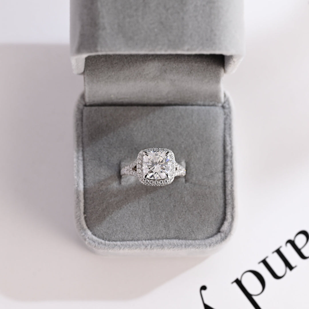 1.50ct-2.50ct Cushion Cut Lab Grown Diamond Split Shank Engagement Ring