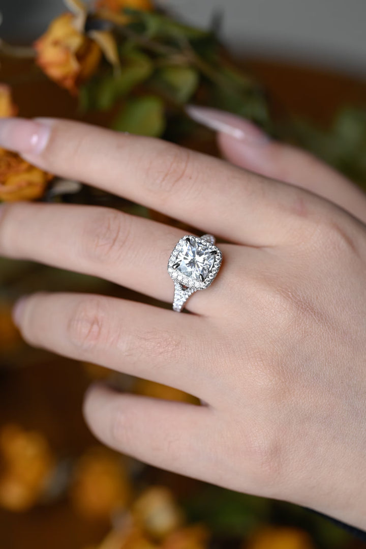 1.50ct-2.50ct Cushion Cut Lab Grown Diamond Split Shank Engagement Ring