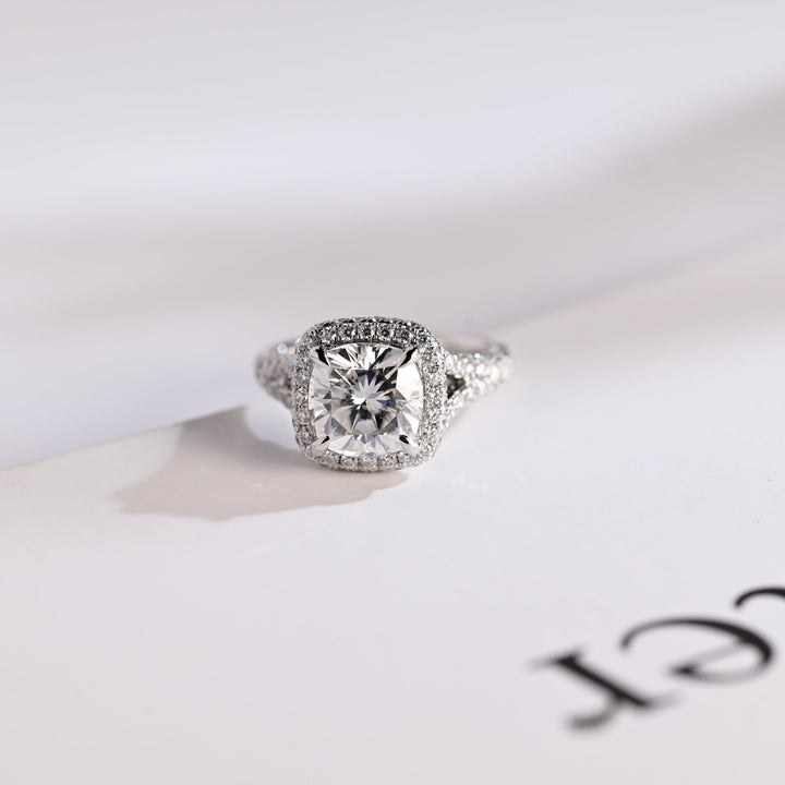 1.50ct-2.50ct Cushion Cut Lab Grown Diamond Split Shank Engagement Ring