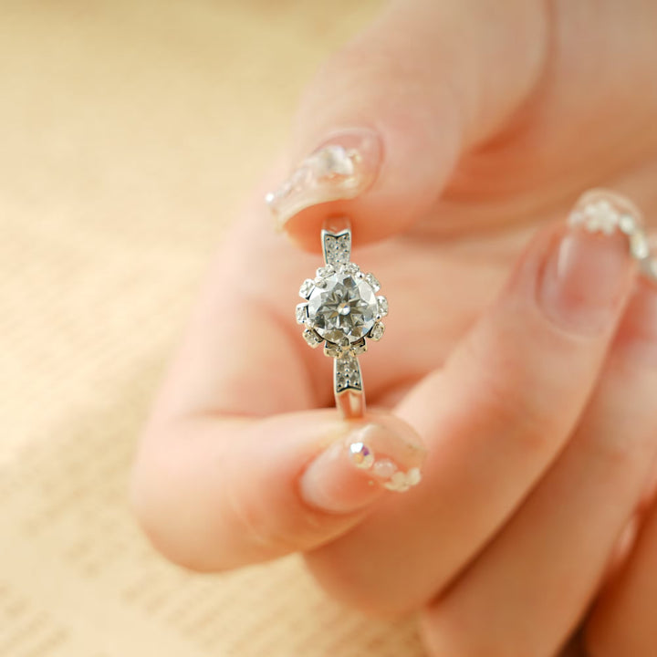 1.0ct-2.0ct Round Cut Lab Grown Diamond Unique Engagement Ring