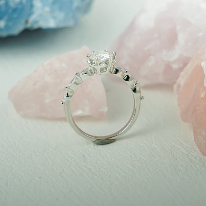 1.50ct-2.50ct Round Cut Lab Grown Diamond Pave Engagement Ring