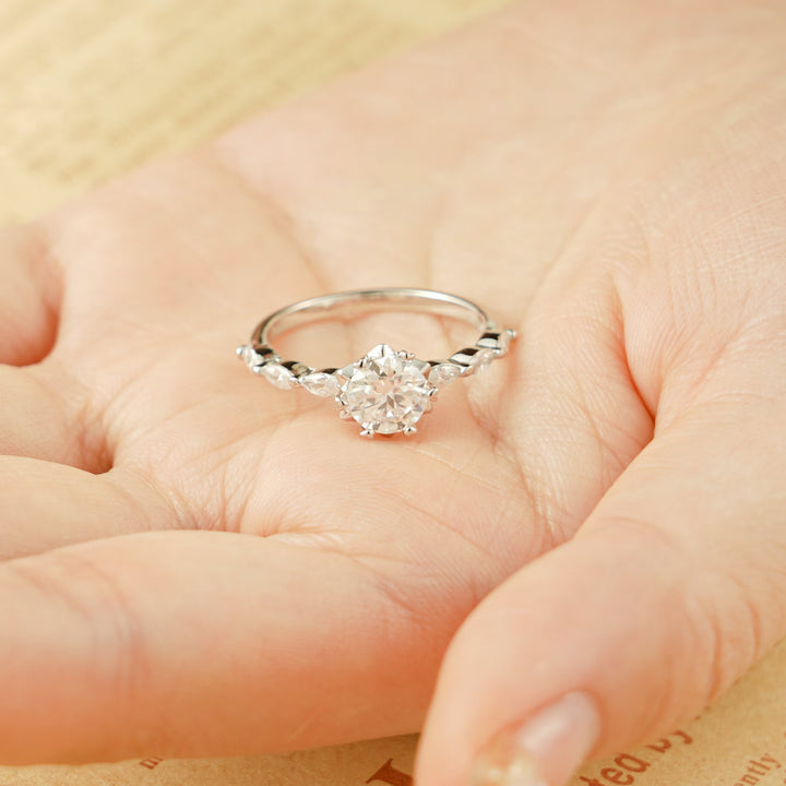 1.50ct-2.50ct Round Cut Lab Grown Diamond Pave Engagement Ring