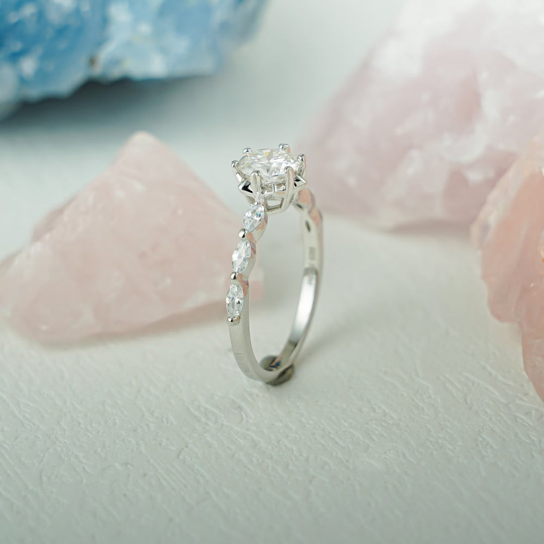 1.50ct-2.50ct Round Cut Lab Grown Diamond Pave Engagement Ring