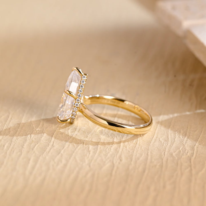 2.50ct-3.50ct Pear Cut Lab Grown Diamond Hidden Halo Engagement Ring