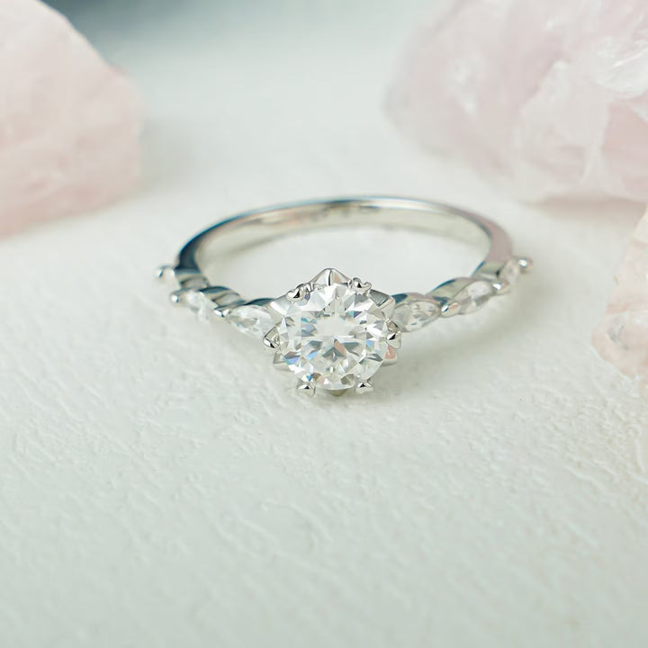 1.50ct-2.50ct Round Cut Lab Grown Diamond Pave Engagement Ring