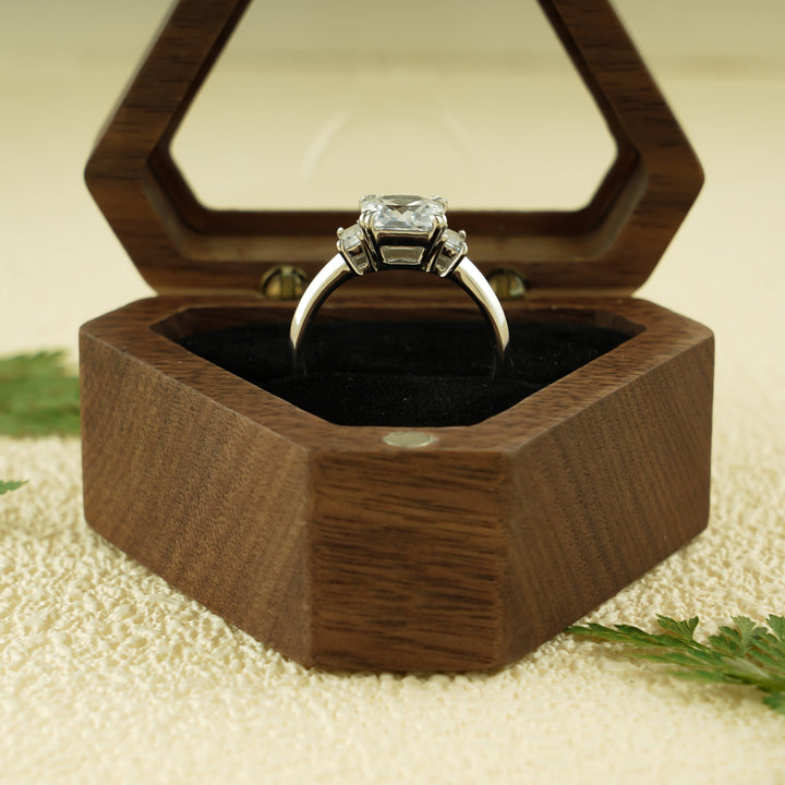 1.50ct-2.50ct Asscher Cut Lab Grown Diamond Three Stone Engagement Ring