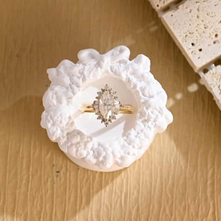 1.0ct-2.0ct Marquise Cut Lab Grown Diamond Cluster Engagement Ring