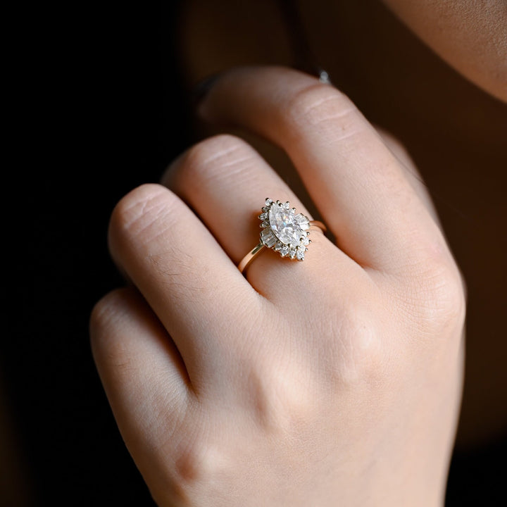 1.0ct-2.0ct Marquise Cut Lab Grown Diamond Cluster Engagement Ring