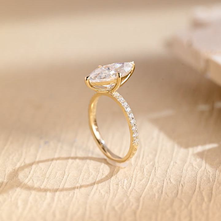 2.0ct-3.0ct Marquise Cut Lab Grown Diamond Pave Engagement Ring