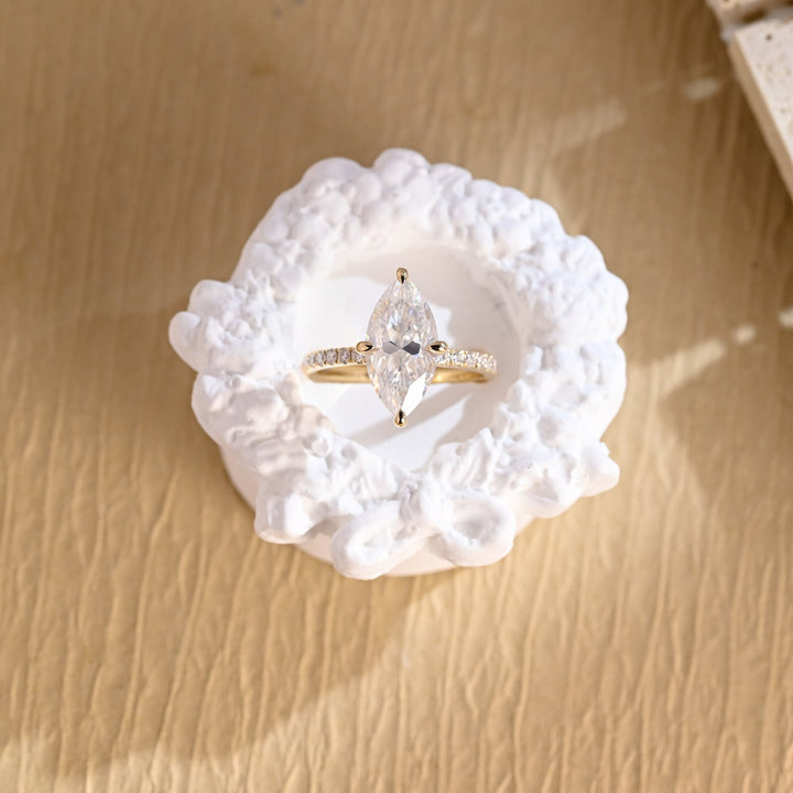 2.0ct-3.0ct Marquise Cut Lab Grown Diamond Pave Engagement Ring