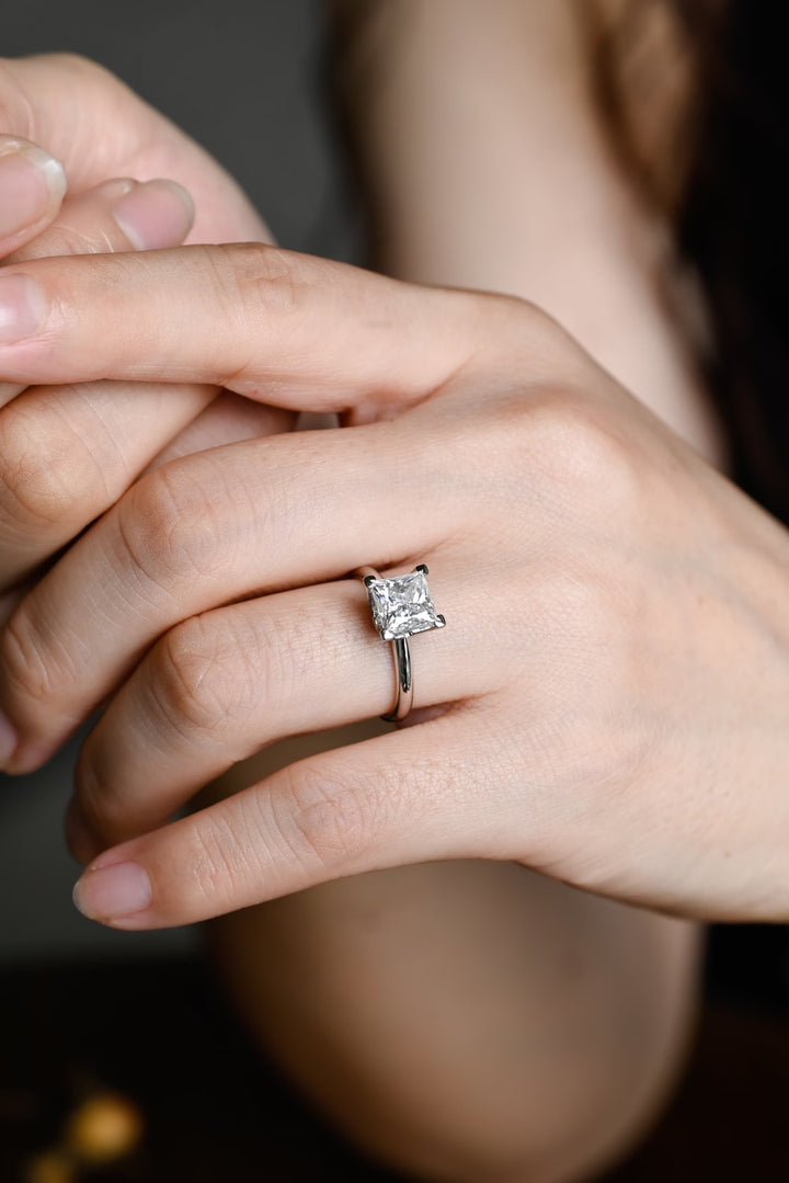 1.50ct-2.50ct Princess Cut Lab Grown Diamond Solitaire Engagement Ring