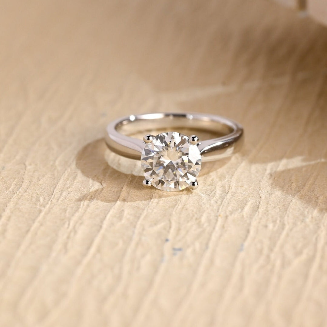 1.0ct-2.0ct Round Cut Lab Grown Diamond Solitaire Engagement Ring