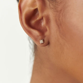 Floral Diamond Stud Earrings Birthday Gift for Women