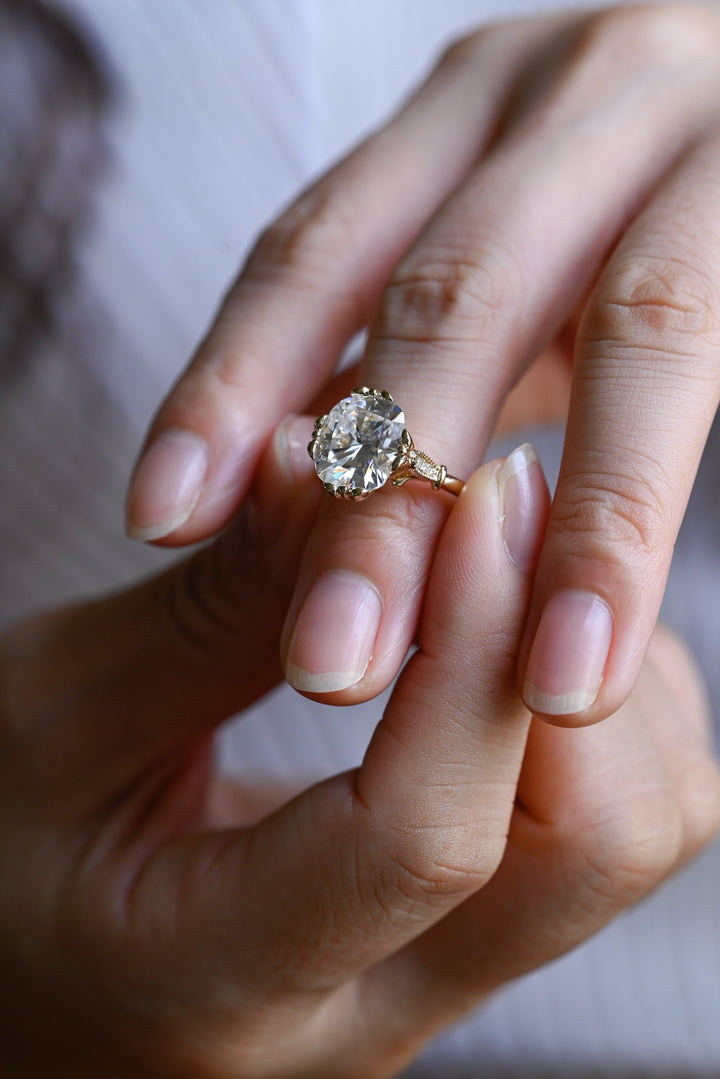 2.50ct-3.50ct Oval Cut Lab Grown Diamond Vintage Pave Engagement Ring