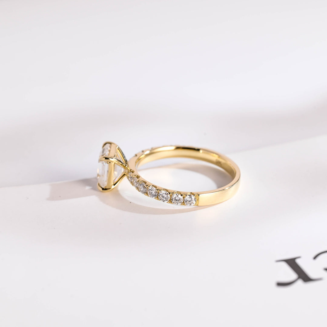 1.0ct-2.0ct Asscher Cut Lab Grown Diamond Pave Engagement Ring