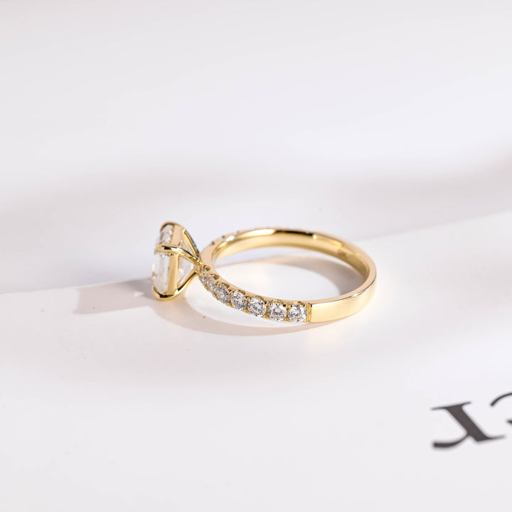 1.0ct-2.0ct Asscher Cut Lab Grown Diamond Pave Engagement Ring