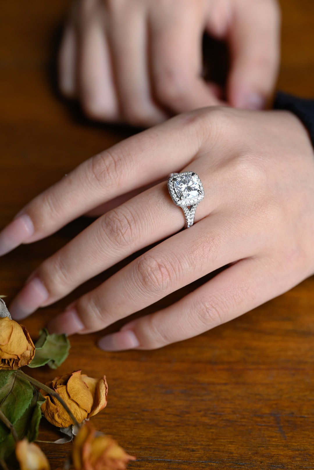 1.50ct-2.50ct Cushion Cut Lab Grown Diamond Split Shank Engagement Ring