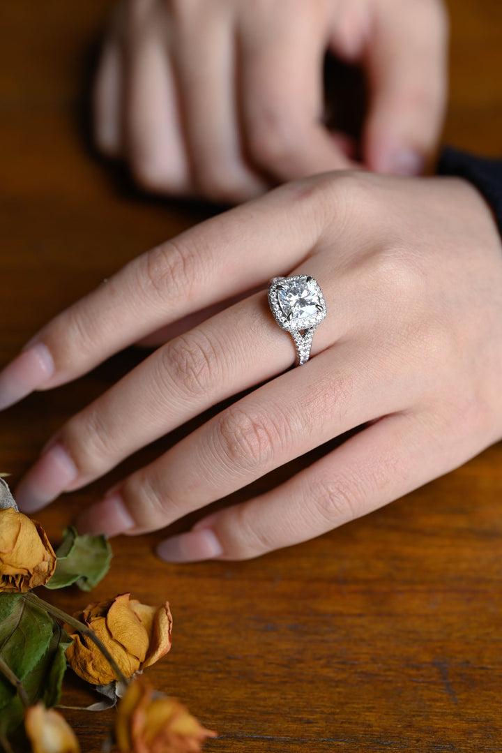 1.50ct-2.50ct Cushion Cut Lab Grown Diamond Split Shank Engagement Ring