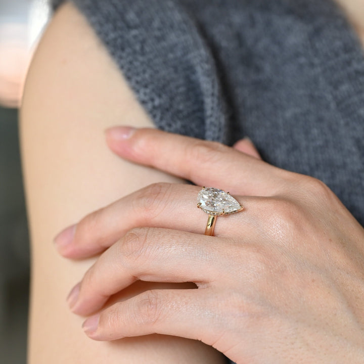 2.0ct-3.0ct Pear Cut Lab Grown Diamond Hidden Halo Engagement Ring